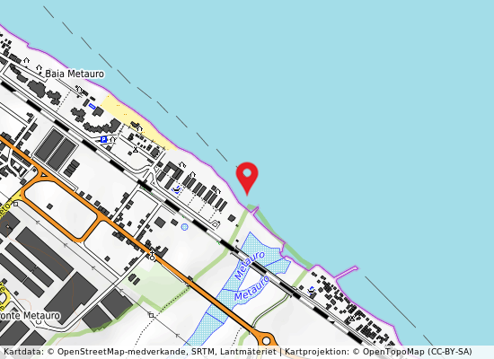 180 m nord asse fiume metauro på kartan