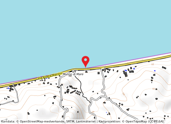 Canale asciatazza - 200 m. dx della foce på kartan
