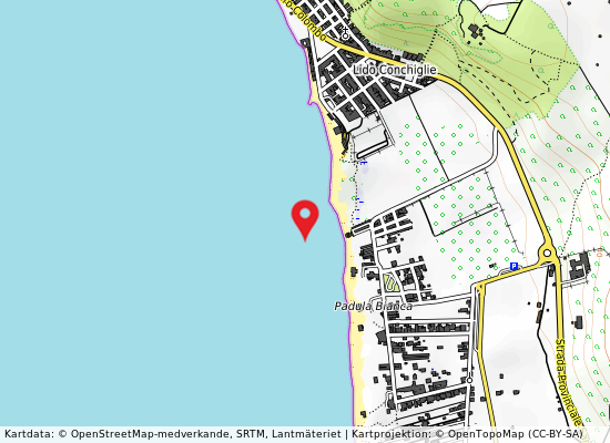 Lido conchiglie-spiaggia på kartan