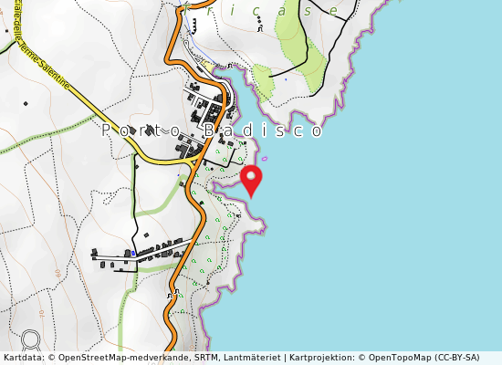Porto badisco-attracco barche på kartan
