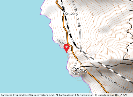 Cersuta spiaggia på kartan