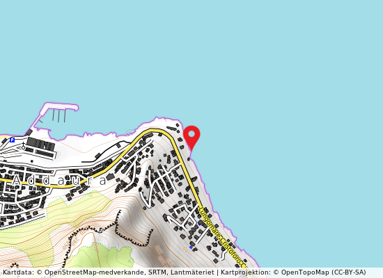 Addaura: varco 100 mt. est punta priola på kartan