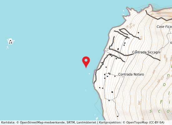 Filicudi grotta del bue marino på kartan