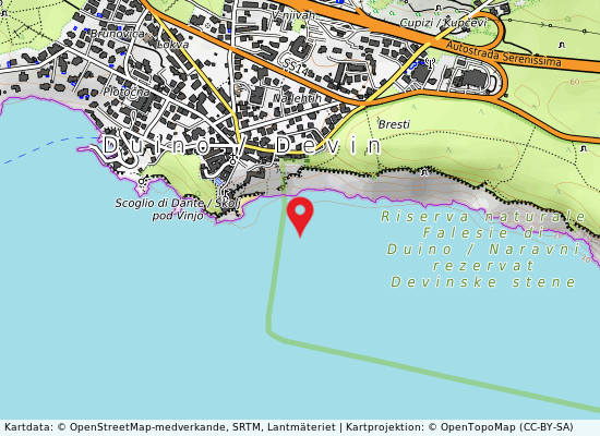 Duino castello på kartan