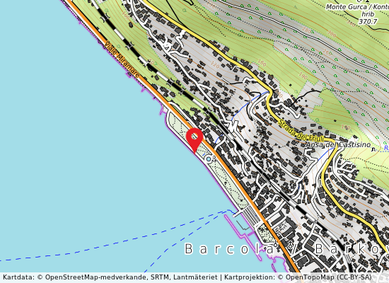 Barcola ex cedas på kartan