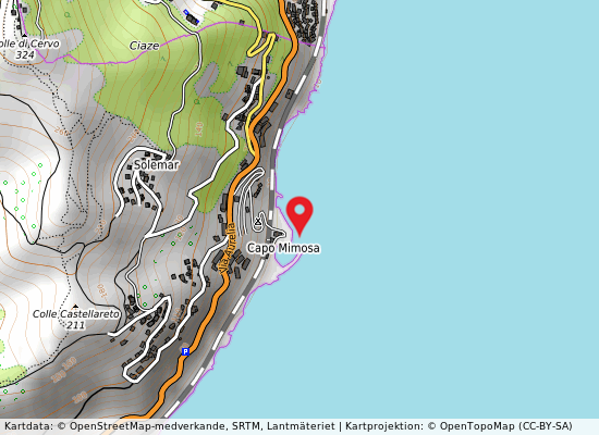 Capo mimosa på kartan