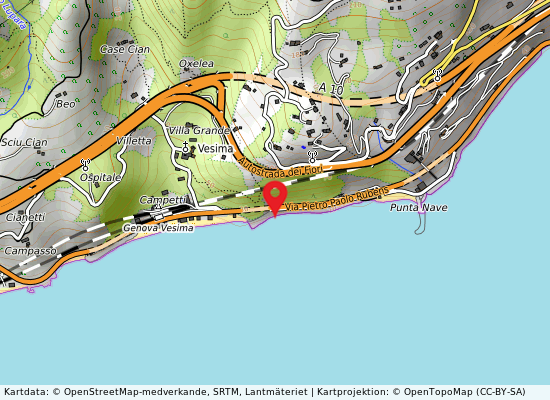 Campeggio tortuga på kartan